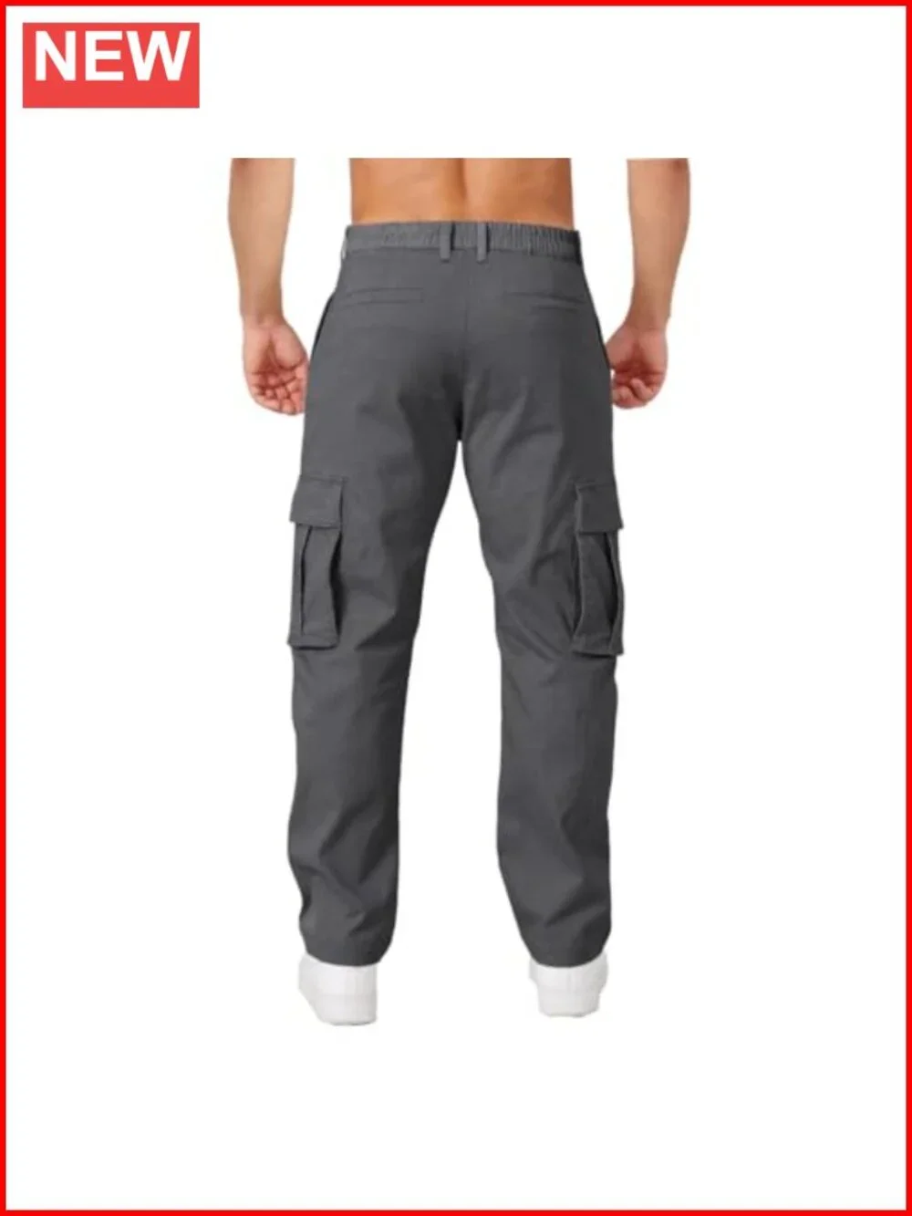 Men's Relaxed Fit Cargo Pants 6 Pockets Elastic Waist Cotton Work Pants